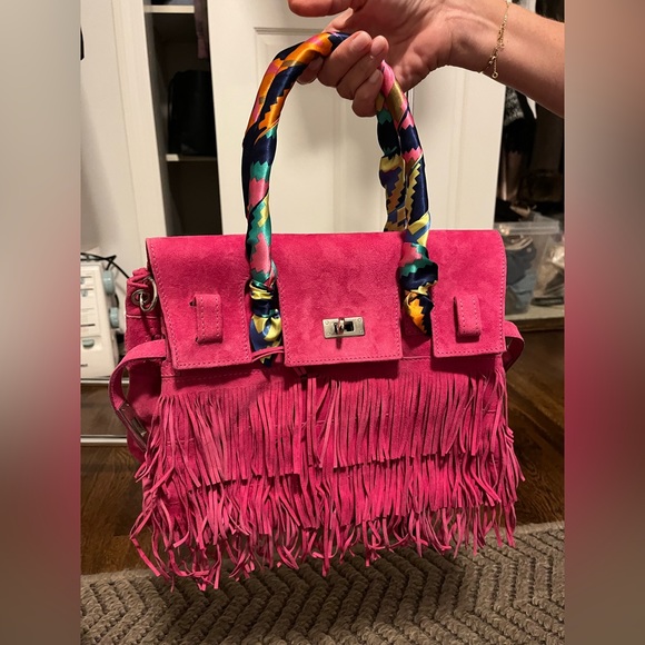 alkimya Handbags - Alkimya Funky Pink Suede Tote